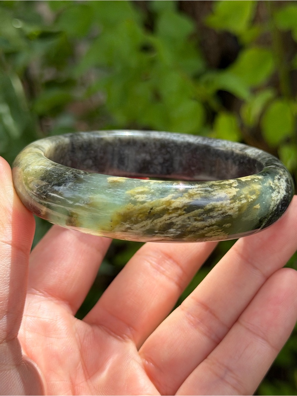 62.5mm inner diameter brown green xiuyu jade bangle 1734